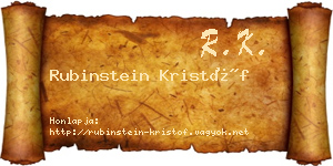 Rubinstein Kristóf névjegykártya